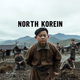 A visual representation of a North Korean labor camp, depicting the harsh conditions and the somber atmosphere