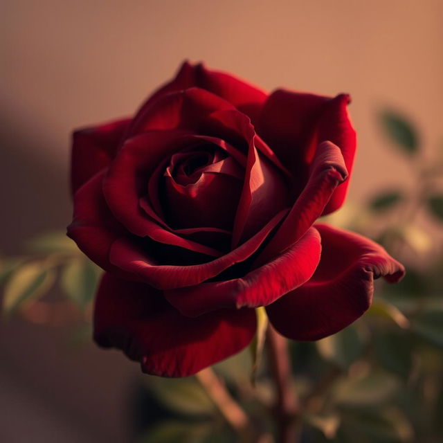 A beautiful brownish-red rose in full bloom, showcasing its velvety petals and intricate details