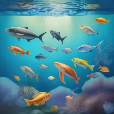 The painting depicted a beautiful seascape with a variety of aboral creatures suspended in the water.