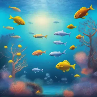 The painting depicted a beautiful seascape with a variety of aboral creatures suspended in the water.