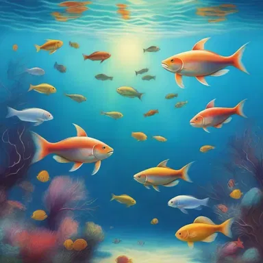 The painting depicted a beautiful seascape with a variety of aboral creatures suspended in the water.