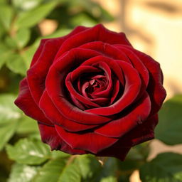 A stunning, intense brown rose in full bloom, showcasing its rich and deep color with velvety petals