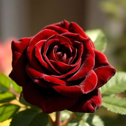 A stunning, intense brown rose in full bloom, showcasing its rich and deep color with velvety petals