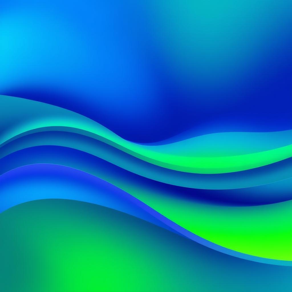 A vivid and engaging abstract design featuring a gradient background dominated by shades of deep, rich blue and vibrant green