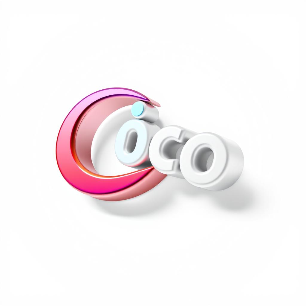 A 3D representation of a logo, showcasing depth and dimensionality, featuring smooth curves and sharp edges