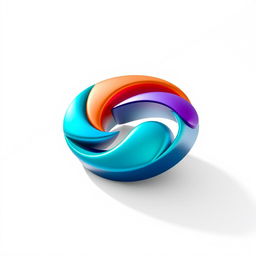 A 3D representation of a logo, showcasing depth and dimensionality, featuring smooth curves and sharp edges