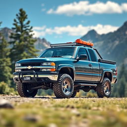 A 2002 Chevrolet Silverado 1500HD Overlander in a front isometric view, showcasing its rugged design and off-road capabilities