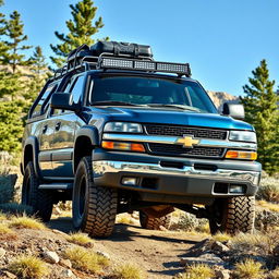 A 2002 Chevrolet Silverado 1500HD Overlander in a front isometric view, showcasing its rugged design and off-road capabilities