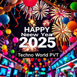 A vibrant New Year celebration scene showcasing a festive atmosphere