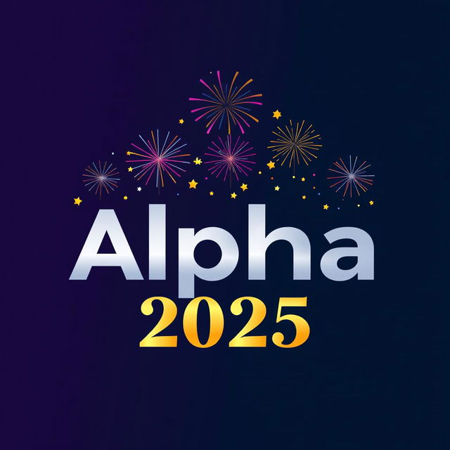 A modern and stylish logo design featuring the word 'Alpha' integrated with festive elements for New Year 2025