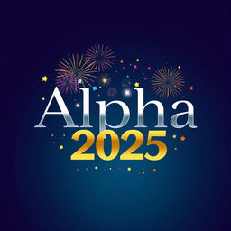 A modern and stylish logo design featuring the word 'Alpha' integrated with festive elements for New Year 2025
