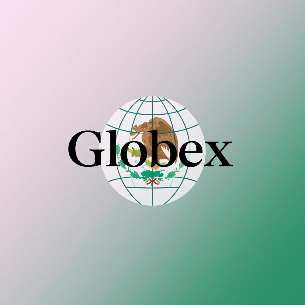 A sophisticated and formal representation of the Globex company logo integrated with the Mexican flag