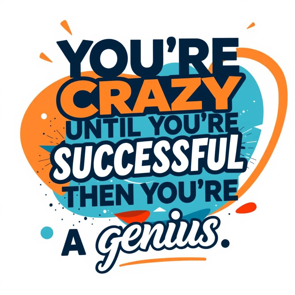 A beautifully stylized graphic design featuring the quote, "You're crazy until you're successful, then you're a genius"
