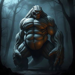 A large, muscular creature with an impressive physique, featuring bulging muscles that are defined and striated