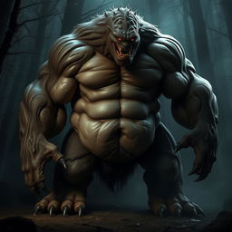 A large, muscular creature with an impressive physique, featuring bulging muscles that are defined and striated