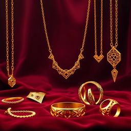 A stunning backdrop featuring elegant gold jewelry designed for the year 2025