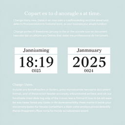 Change the dates displayed in a document to 18 and 19 January 2025, ensuring that the new dates are clearly visible in a professional document format