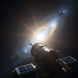 The James Webb Space Telescope capturing a stunning, detailed view of the star Sirius, with its brilliant luminescence shining against a backdrop of deep space, showcasing an array of colorful nebulae and distant galaxies