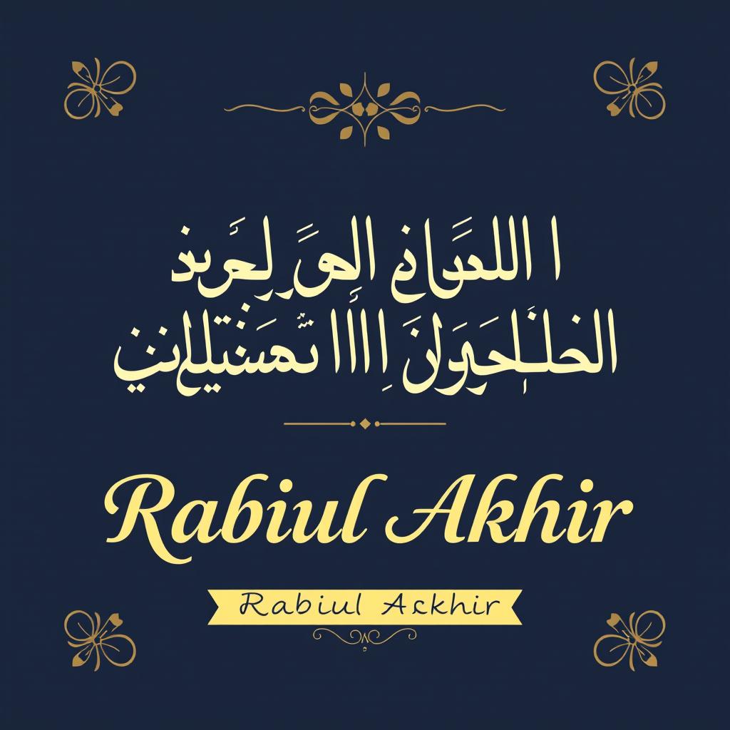 An Instagram story design celebrating Rabiul Akhir, featuring elegant Arabic typography that expresses a spiritual message