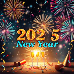 A vibrant 2025 New Year wishes picture featuring the name 'Dheena' prominently displayed in an elegant and cheerful font