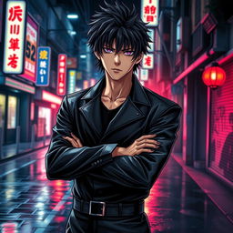 A captivating light novel cover featuring a young adult male with shaggy black hair and striking purple eyes
