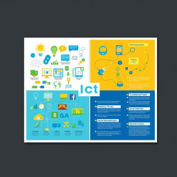 A visually striking and informative poster that illustrates the positive and negative impacts of Information and Communication Technology (ICT)