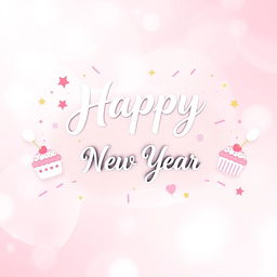 A festive and cheerful Happy New Year wallpaper designed for a cake business named 'Blinky Cakes'