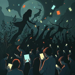 A creative and impactful poster design illustrating the negative impacts of technology on society