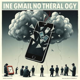 A thought-provoking poster depicting the negative impacts of Information and Communication Technology, illustrated through symbolic imagery