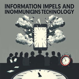 A thought-provoking poster depicting the negative impacts of Information and Communication Technology, illustrated through symbolic imagery