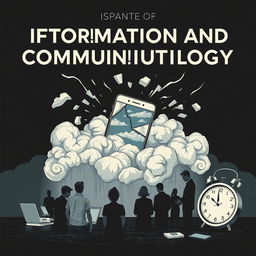 A thought-provoking poster depicting the negative impacts of Information and Communication Technology, illustrated through symbolic imagery