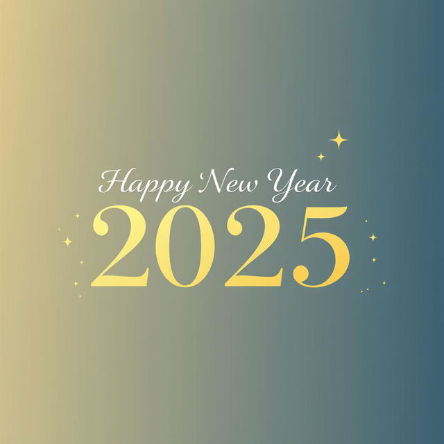 A minimalist design featuring the text 'Happy New Year 2025' in elegant, modern typography