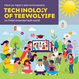 An uplifting poster illustrating the positive impacts of technology on everyday life