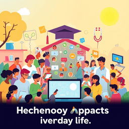 An uplifting poster illustrating the positive impacts of technology on everyday life