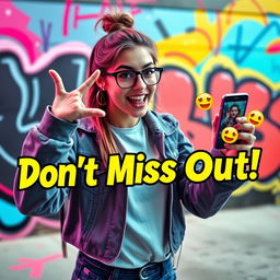 A vibrant and eye-catching YouTube thumbnail featuring a dynamic scene of a young adult woman in trendy streetwear, with colorful graffiti art in the background