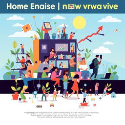 An uplifting poster illustrating the positive impacts of technology on society and everyday life