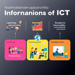 A vibrant and informative poster showcasing the positive impact of Information and Communications Technology (ICT)