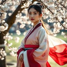 A stunning artistic representation of a Korean woman in a beautifully composed setting, emphasizing elegance and grace