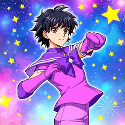 A vibrant light novel cover showcasing a young adult male character in the Sailor Moon art style