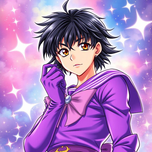 A light novel cover featuring a tall, young adult male character with shaggy black hair and striking hazel eyes