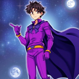 A light novel cover illustration showcasing a tall, young adult male character inspired by the Sailor Moon art style