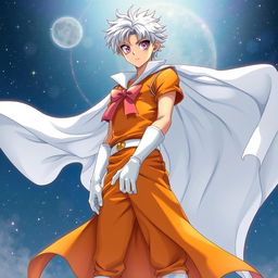 An epic light novel cover featuring a tall, young adult male character in a Sailor Moon art style