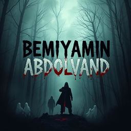 A chilling scene featuring the name 'BEMYAMIN ABDOLVAND' in an eerie and spooky font, surrounded by a terrifying atmosphere