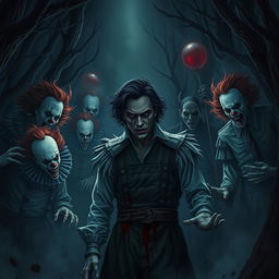 A horrifying scene featuring a character named Benyamin Abdolvand, surrounded by terrifying spirits and demons