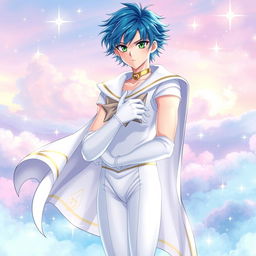 A light novel cover featuring a tall young adult male character in the style of Sailor Moon