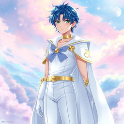 A light novel cover featuring a tall young adult male character in the style of Sailor Moon