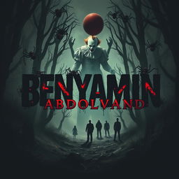 The name 'BENYAMIN ABDOLVAND' surrounded by an eerie, dark forest setting