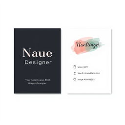 An elegant and contemporary business card design for a female graphic designer