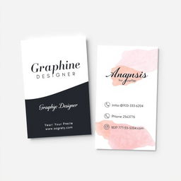 An elegant and contemporary business card design for a female graphic designer