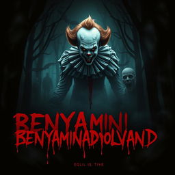 A terrifying and horror-themed image featuring the name "BENYAMINABDOLVAND" dripping with blood